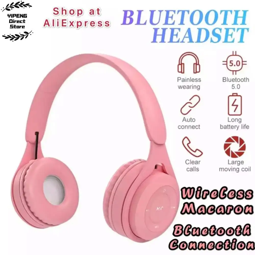 Беспроводная накладная гарнитура Macaron Bluetooth наушники Hi Fi стерео с микрофоном