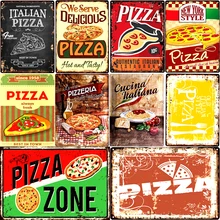 30X20 см винтажные металлические жестяные вывески настенные художественные тарелки для пиццы металлические постеры для баров для кухни, паба, кафе настенный Декор Ретро стикер на стену