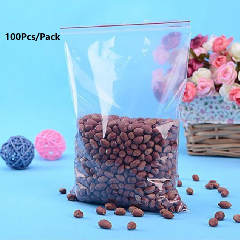 

100Pcs/Pack Small Zip Lock Plastic Bags Reclosable Transparent Bag Shoe Bag Vacuum Storage Bag Poly Clear Bags