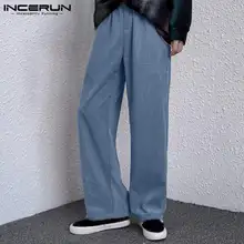

INCERUN Stylish Men's Solid Well Fitting Long Pants Casual Party Shows Comfortable Trousers Straight High Waist Pants S-5XL 2021