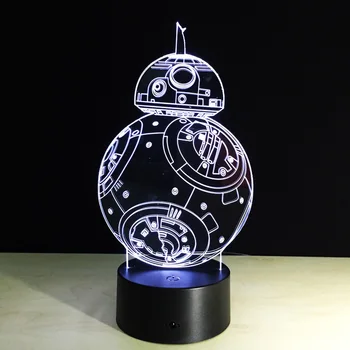 

Star Wars BB8 3D LED RGB Night Light 7 Color Change Desk Light Action Figures 2881 Kids Home Christmas Toys