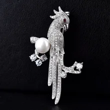 Стиль Мода микро циркон Попугай животное брошь жемчуг корсаж элегантный универсальный крутой брошь аксессуары для одежды