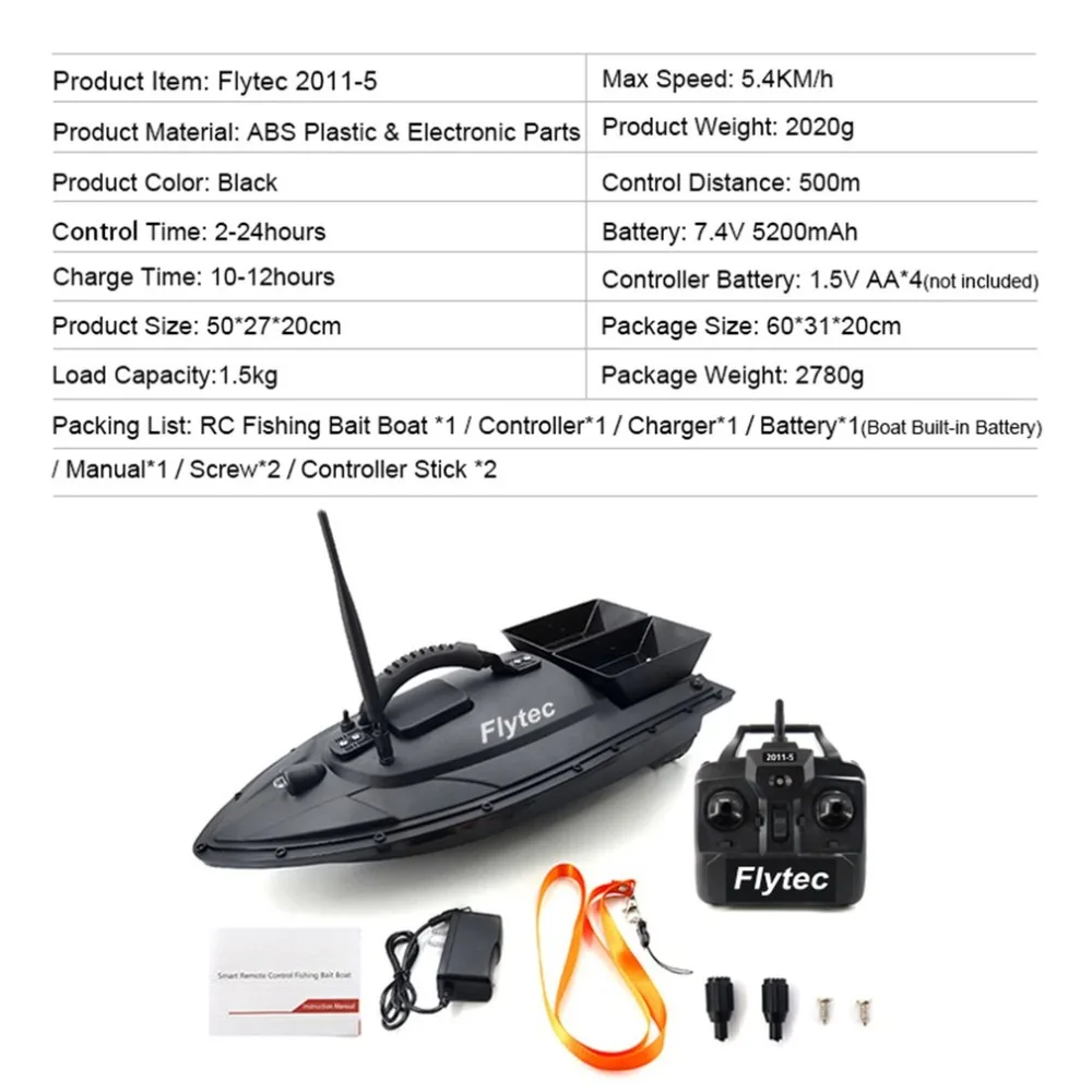Flytec 2011-5 Fishing Tool Smart RC Bait Boat Toy Dual Motor Fish Finder Fish Boat Remote Control Fishing Boat Racing Ship Boat