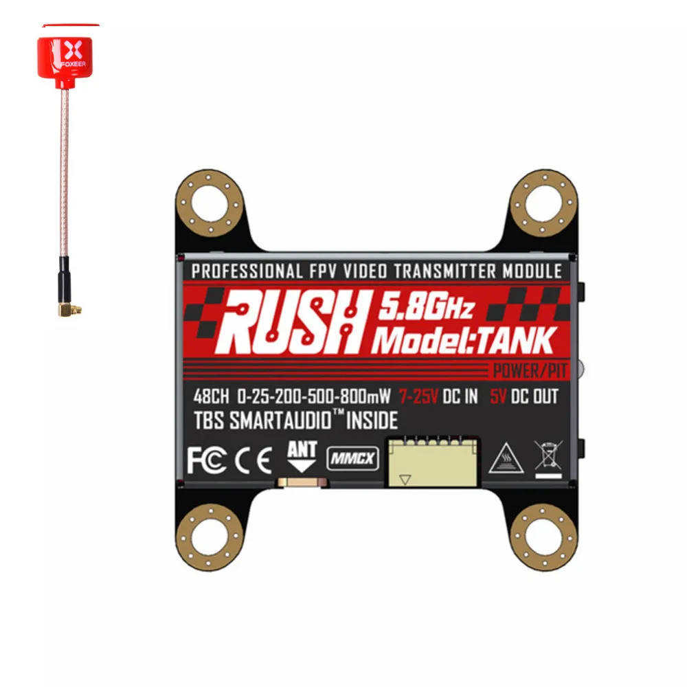 RUSH TANK VTX 5 8G 48CH Smart Audio 0-25-200-500-800mW переключаемый av-передатчик с Foxeer Lollipop 3 MMCX для FPV Racing