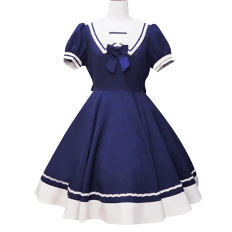 

Princess Lolita dress college wind Japanese navy dress high waist victorian dress kawaii girl gothic lolita op loli cos Fresh