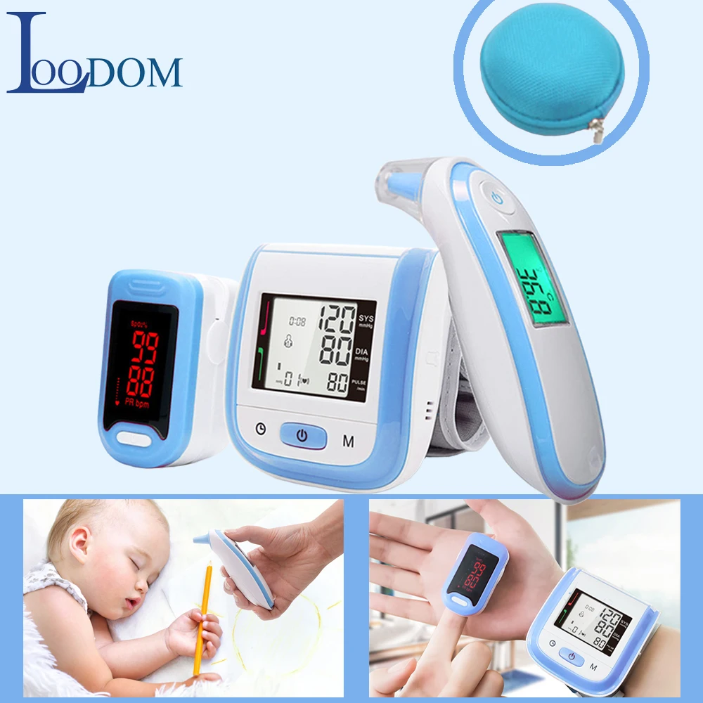 

Loodom Baby Ear Infrared Thermometer Wrist Blood Pressure Fingertip Pulse Oximeter termometro infrarojo digital Family Health