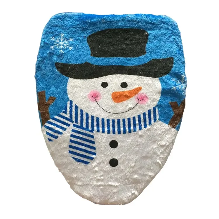 Bathroom Christmas Snowman Toilet Seat Cover Happy Santa Closestool Decorations 