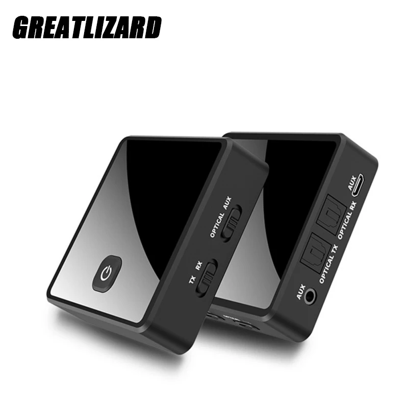 Greatlizard Bluetooth 5.0 Transmitter Receiver Wireless Audio Adapter For PC TV Car Speaker 3.5mm AUX Jack Plug And Play