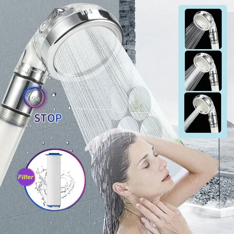 Bath PP Pure Cotton Water Filter Water Purifier Shower Head Stop Button