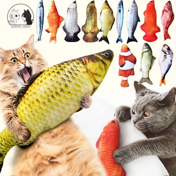 

Hot Simulation Fish Mint Cat Toy Pet Soft Plush 3D Fish Shape Interactive Gifts Cat Pillow Stuffed Pillow Doll Playing Pet Toy
