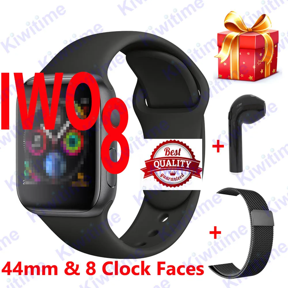 IWO 8/8 плю маленькие умные часы+ наушники+ ремень/комплект Smart watch ЭКГ сердечный ритм фитнес-трекер для дропшиппинг - Цвет: IWO8 Black Set