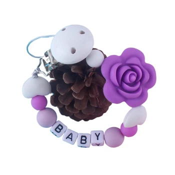 

2020 New Cute Baby Appease Pacifier Chains Flower Shape Anti-fall Clip Infants Silicone Safe Teether