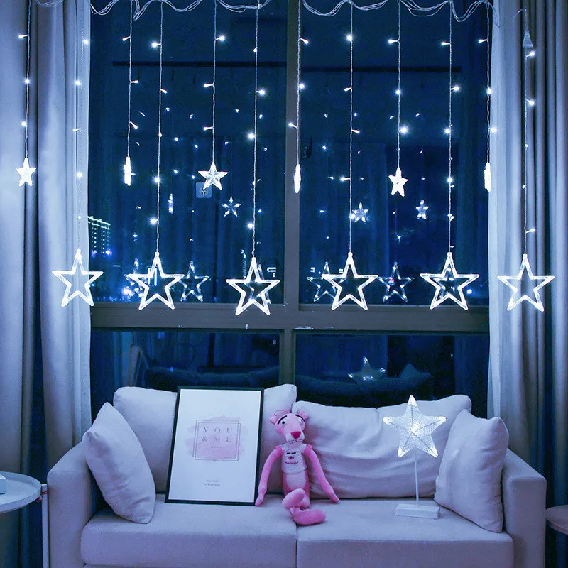 3.2M Christmas Snowflakes LED String Lights Flashing Curtain Light Waterproof Holiday Party Garland Fairy | Лампы и освещение