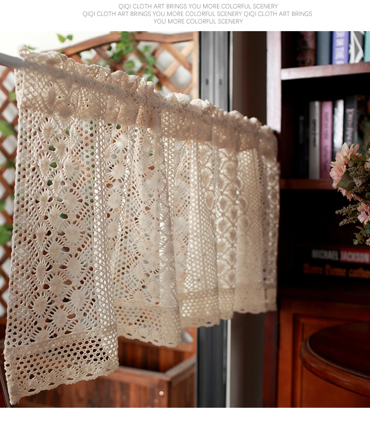 e linho, Crochet Valance, Cozinha Porta e