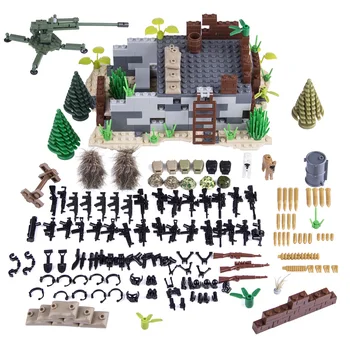 

571Pcs Military Theme DIY Small Particle Building Block Shooting Scene for 100% Building Block Brands Barracks Dormitory