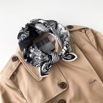 

Brand 2020 Small Square Neck Scarf Women 100% Real Silk Scarves Print Neckerchief Bandana Female Foulard Office Lady Wraps