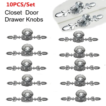 

10Pcs Luxury Diamond Crystal Handles Shoebox Cabinet Handles Closet Door Drawer Knobs Wardrobe Pulls Pullers With Screw Hardware