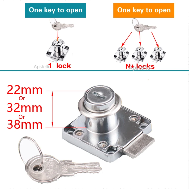 Drawer Furniture Lock Same Key 22/33/38 mm Wardrobe Cabinet Door Locker Office Desk Letter MailBox Cam Locks Hardware