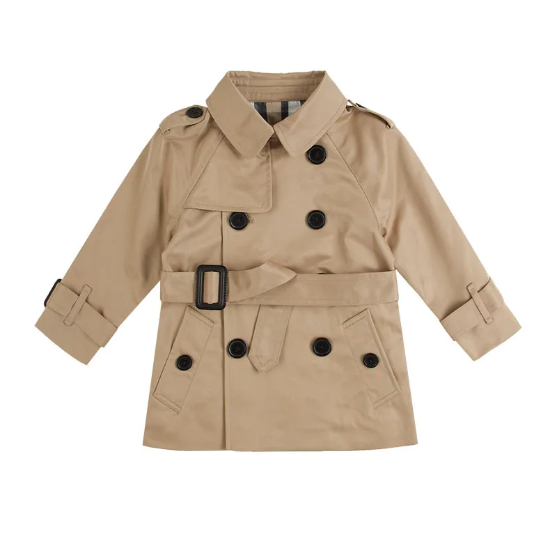 

Sleeves K 16933oc/K Girls' Shirt Spring And Autumn British Style Khaki Twill Double Breasted Belt Trench Coat