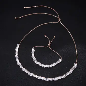 

4 Colors,Luxury Cute Necklae Fashion High Quality T Zircon Choker Necklace Bracelet Jewelry Set For Women Z27