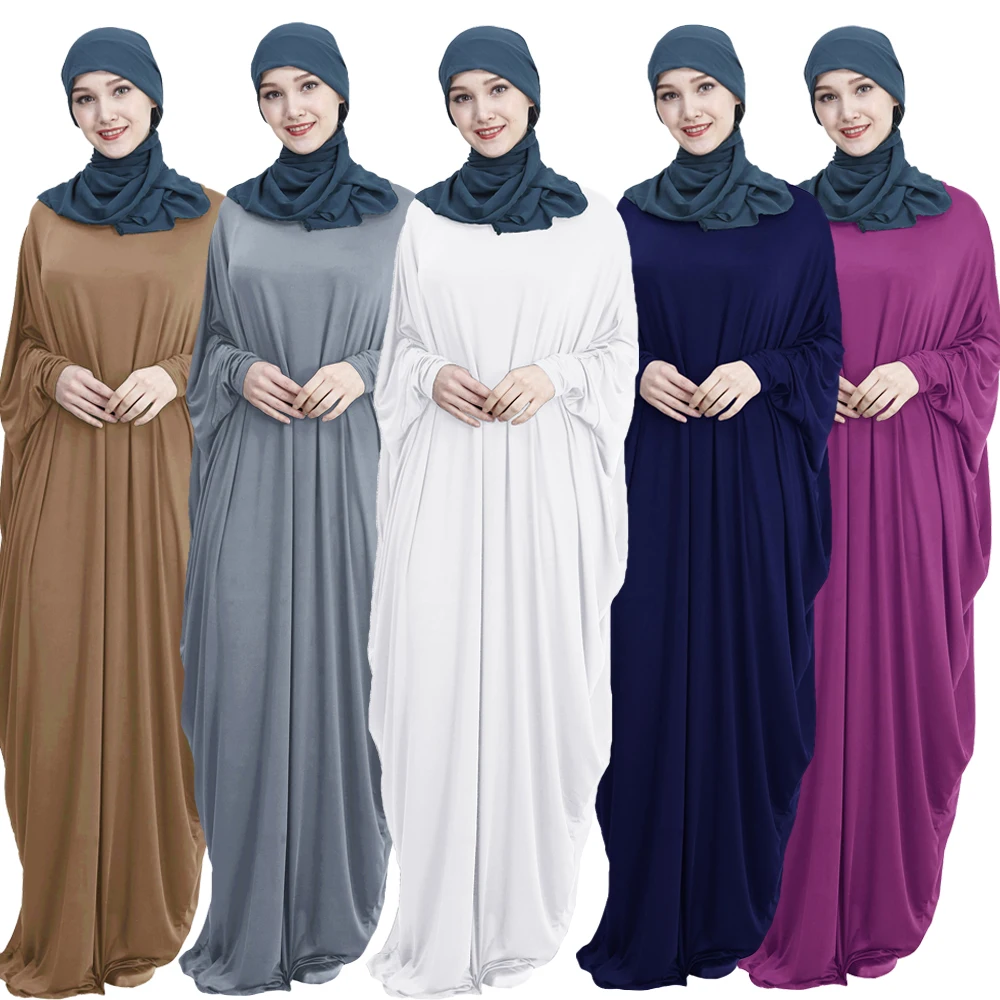 Fashion Women Prayer Long Dress Abaya Muslim Ramadan Maxi Kaftan Robe Islamic Loose Dubai Bat Sleeve Caftan Worship Clothing |