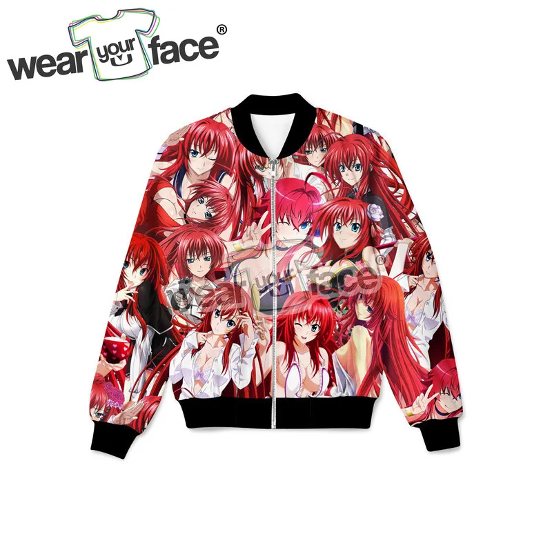 Rias Gremory High School 3D принт на молнии куртка-бомбер хипстер Повседневная Хип Хоп Уличная Мужская и женская одежда Прямая поставка