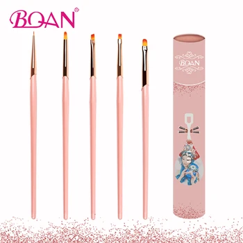 

BQAN 5 Pcs Nail Art Brushes Set #2/#4 Gel Nail Art Painting Liner Brush 5 mm Manicure Art Tool Paper Box Package Nail Painting