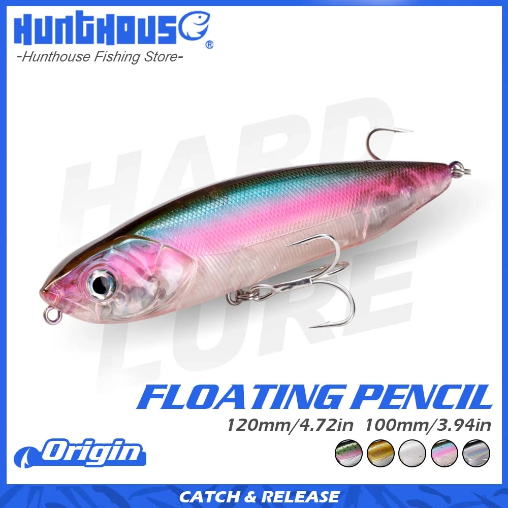 Hunthouse Wtd Pencil Fishing Lure 100&120mm 19&32g Topwater Bait Top Water Surface Wobbler Lures