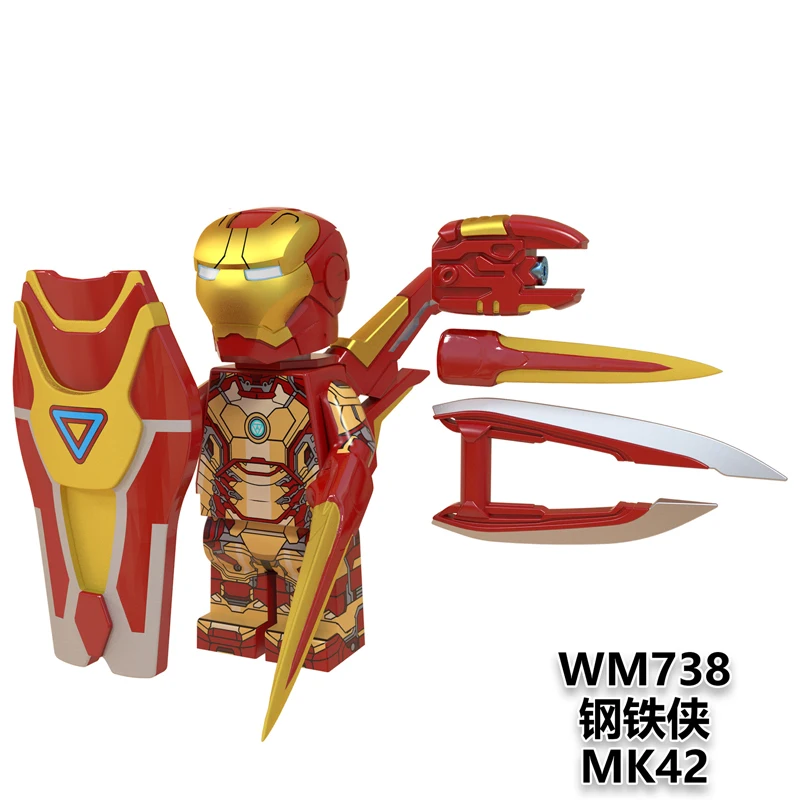 Железный человек строительные блоки Мстители эндгейм Tony stark MK21 MK36 MK1616 30 50 кирпичи подвижная фигурка-модель подарок детские игрушки WM6065 - Цвет: WM738