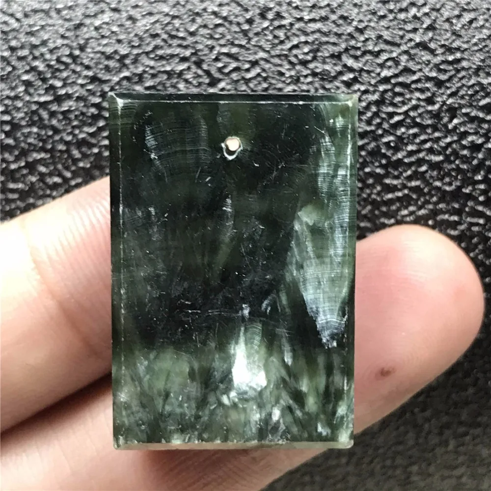Натуральный зеленый Seraphinite кулон для обувь для мужчин и женщин; 29x19x7 мм бисер с серебряной нитью, с украшением в виде кристаллов прямоугольник камень Модные украшения AAAAA
