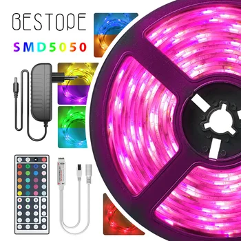 

Has battery RGB LED Strip DC12V Ribbon LED Light Strip RGB Tape 20M 15M SMD 5050 Flexible 5M 10M Diode Tape with 44K Remote