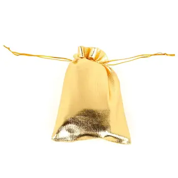 

50pcs/lot Gold Foil Organza Bag Candy Gift Bags Wedding Party Favor Pouch Christmas Decoration Packaging Bags 7x9cm