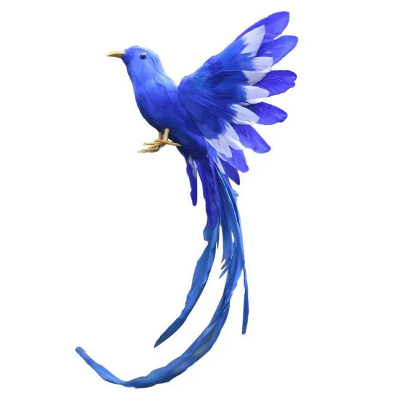 

Artificial Bird Feathers Plastic Figurine Landscape Ornament Garden Decor Christmas DIY Halloween - #2(blue tail), 28 * 5 * 3cm