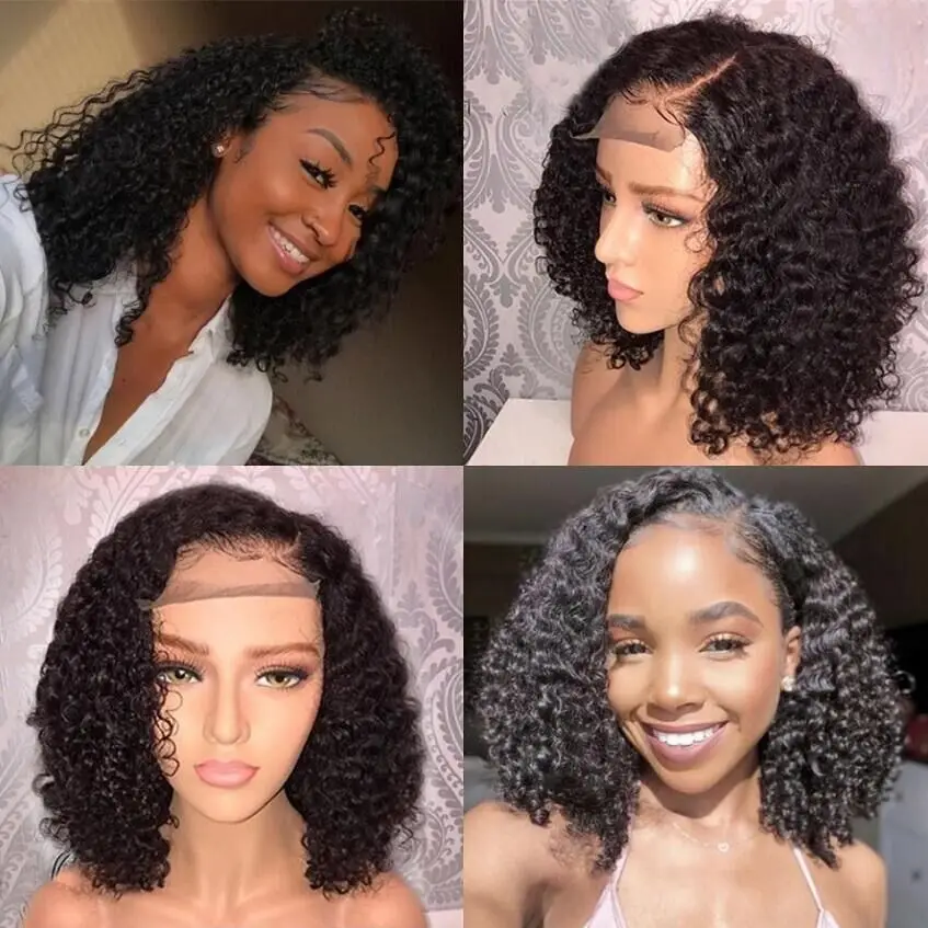 

Short Bob Lace Front Human Hair Wigs Brazilian Curly Human Hair Wig For Black Women 130 180 Density 13x4 Lace Wig FirstWig