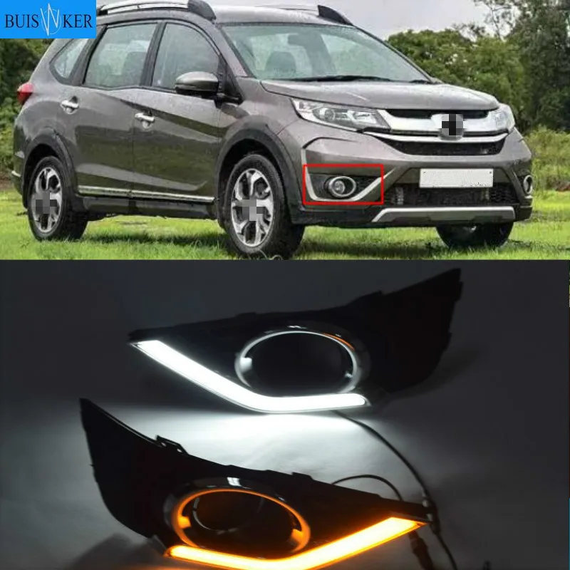 

1Pair DRL for Honda BRV BR-V 2015 2016 2017 2018 2019 Led Daytime Running Light fog lamp cover Driving lighs Car styling 12V DRL