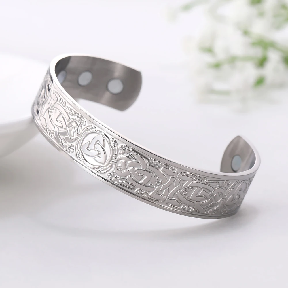 COOLTIME Stainless Steel Cuff Bracelet Engraving Inspiration Female Magnetic Health Bracelet Jewelry Gifts for Women - Окраска металла: 010