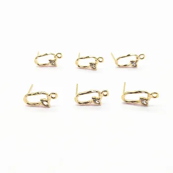 

New arrival! 16x8mm 40pcs Copper Plating Real gold Zircon oval Ear Stud for Earrings DIY parts,Jewelry Findings & Component