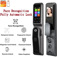 TUYA WIFI טלפון נעילת פנים זיהוי חכם דלת מנעול עם מצלמה טביעות אצבע פאלם הדפסת מגנטי כרטיס סיסמא מפתח|Electric Lock|  