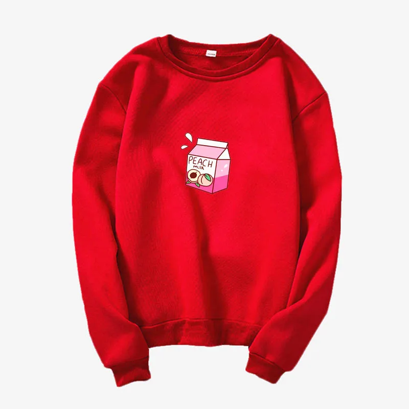 

Round neck shirt long sleeve sweatshirt Harajuku style Cartoon kawaii korean cute sweatshirt Peach milk sweatshirt
