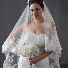 Винтажная кружевная свадебная вуаль Фата невесты 2 яруса винтажная кружевная Цветочная свадебная вуаль на заказ