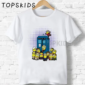 

2019 Children Dabbing/Doctor Who Minions Cartoon Print T-shirts Boys&Girls Funny Baby Tops Kids Summer O-Neck Tshirt,HKP5509