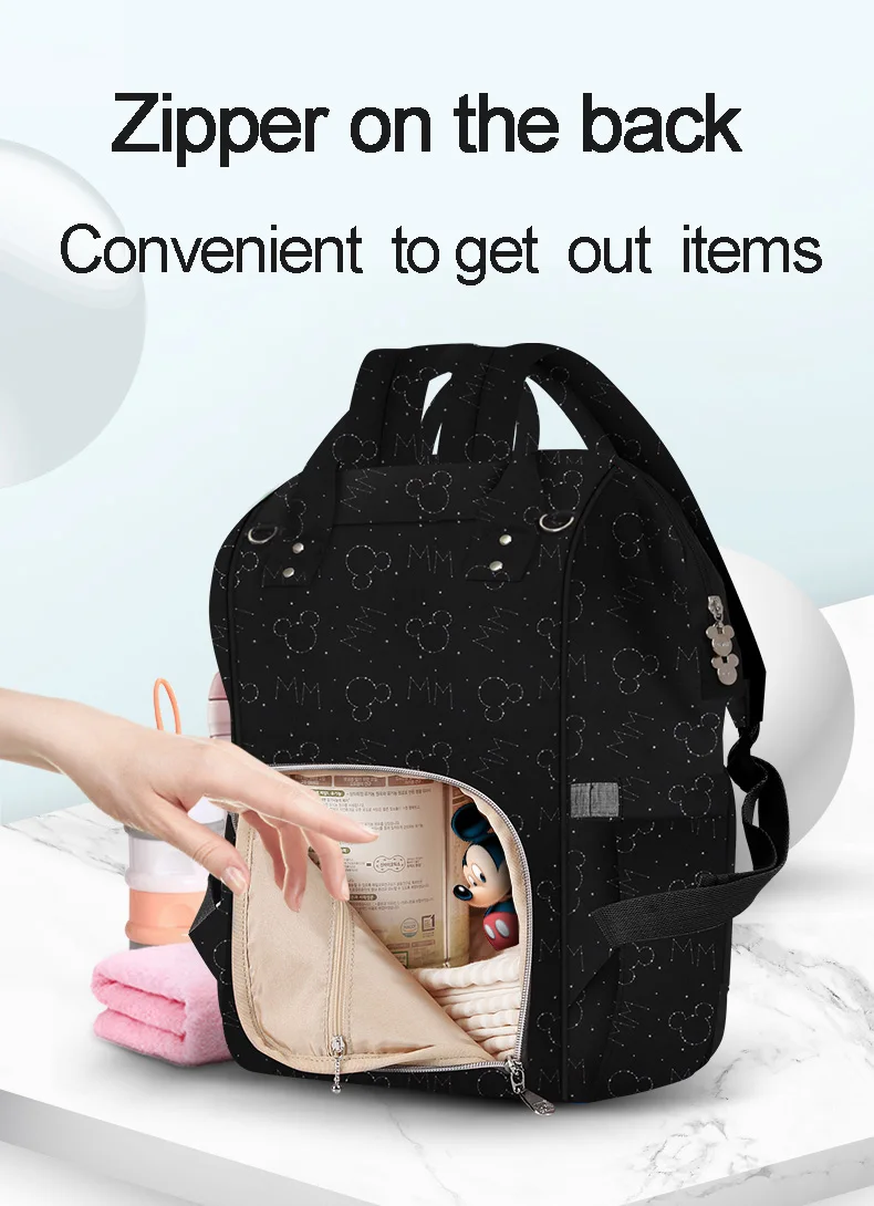 Disney пеленки мешок рюкзак USB бутылка изоляционные сумки Минни Микки большая сумка для путешествий Оксфорд кормления ребенка Мумия сумочка