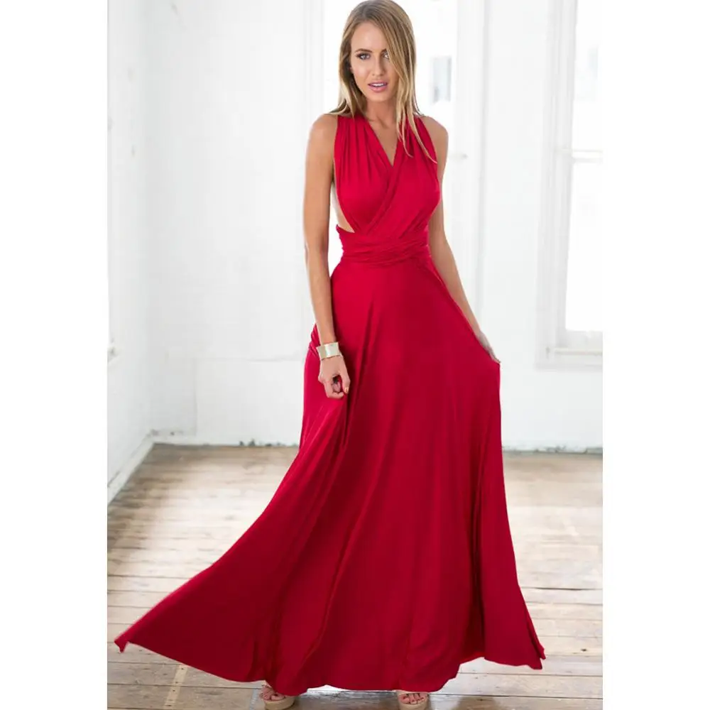 Сексуальное женское Бохо длинное платье для вечеринки красная повязка длинное платье Вечерние многоканальные подружки невесты трансформер Infinity Robe Longue Femme - Цвет: 7