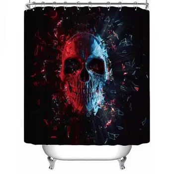 

Red Blue Neon Polygon Glowing okjeff Shower Curtain Modern Shower Curtain