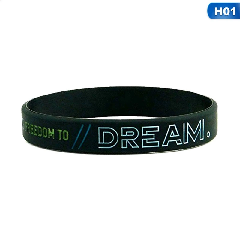 Inspiring Bracelets Motivational Be Yourself Change The World Create Dream Inspirational Silicone Wristband 1Pc