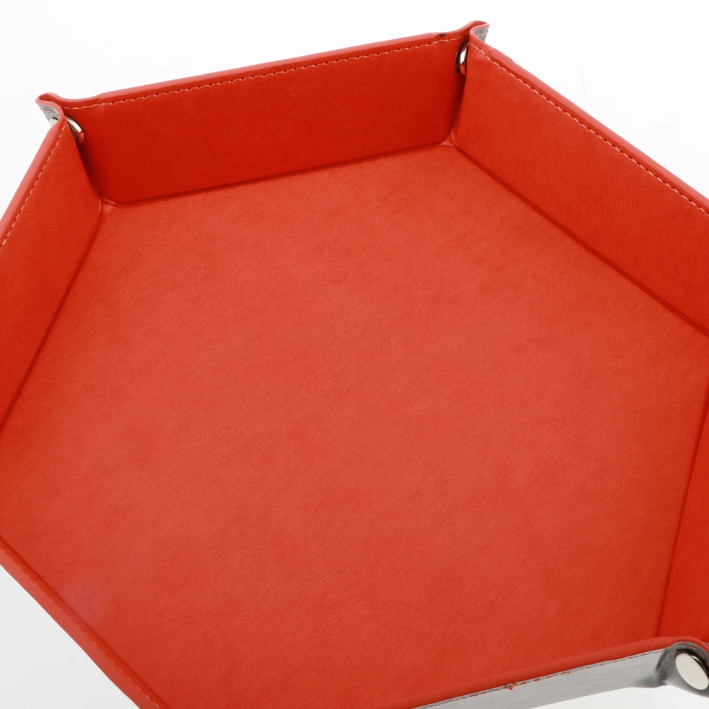 Dice Holder PU Leather Folding Hexagon Tray for RPG, DND and Other Table Games