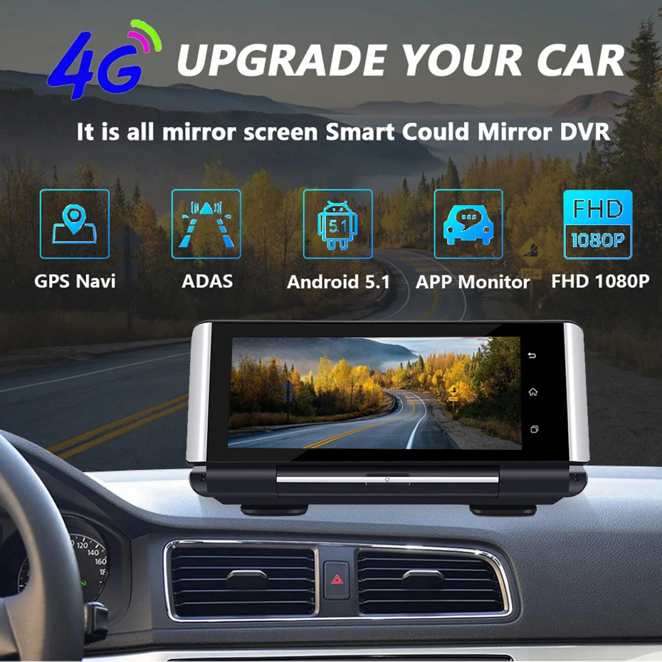 QUIDUX 3g 4G Видеорегистраторы для автомобилей Камера gps 6 86 &quotAndroid Dashcam регистратор ADAS