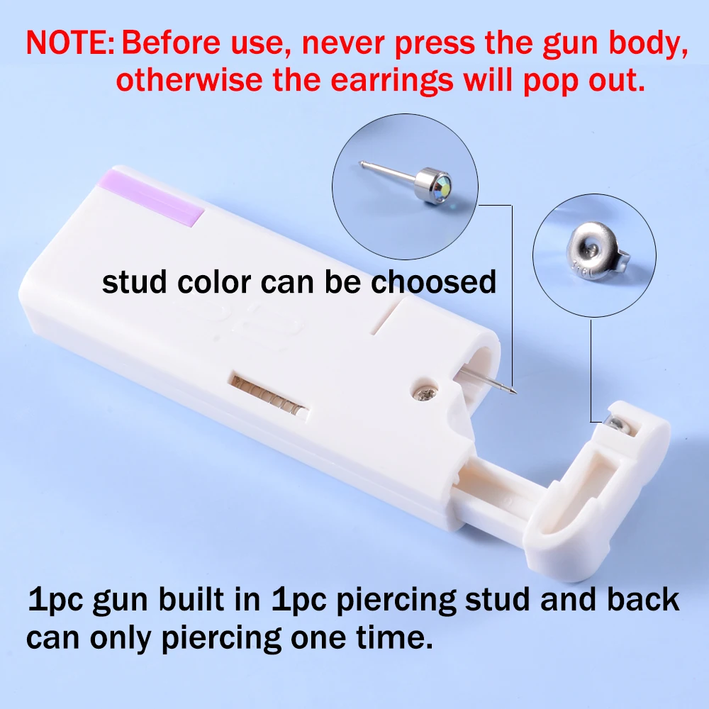 2PCS Ear Nail Gun Disposable Aseptic Household Ear Piercing Gun Portable Ear Piercing Gun Group Sterilized Ear Piercing Unit