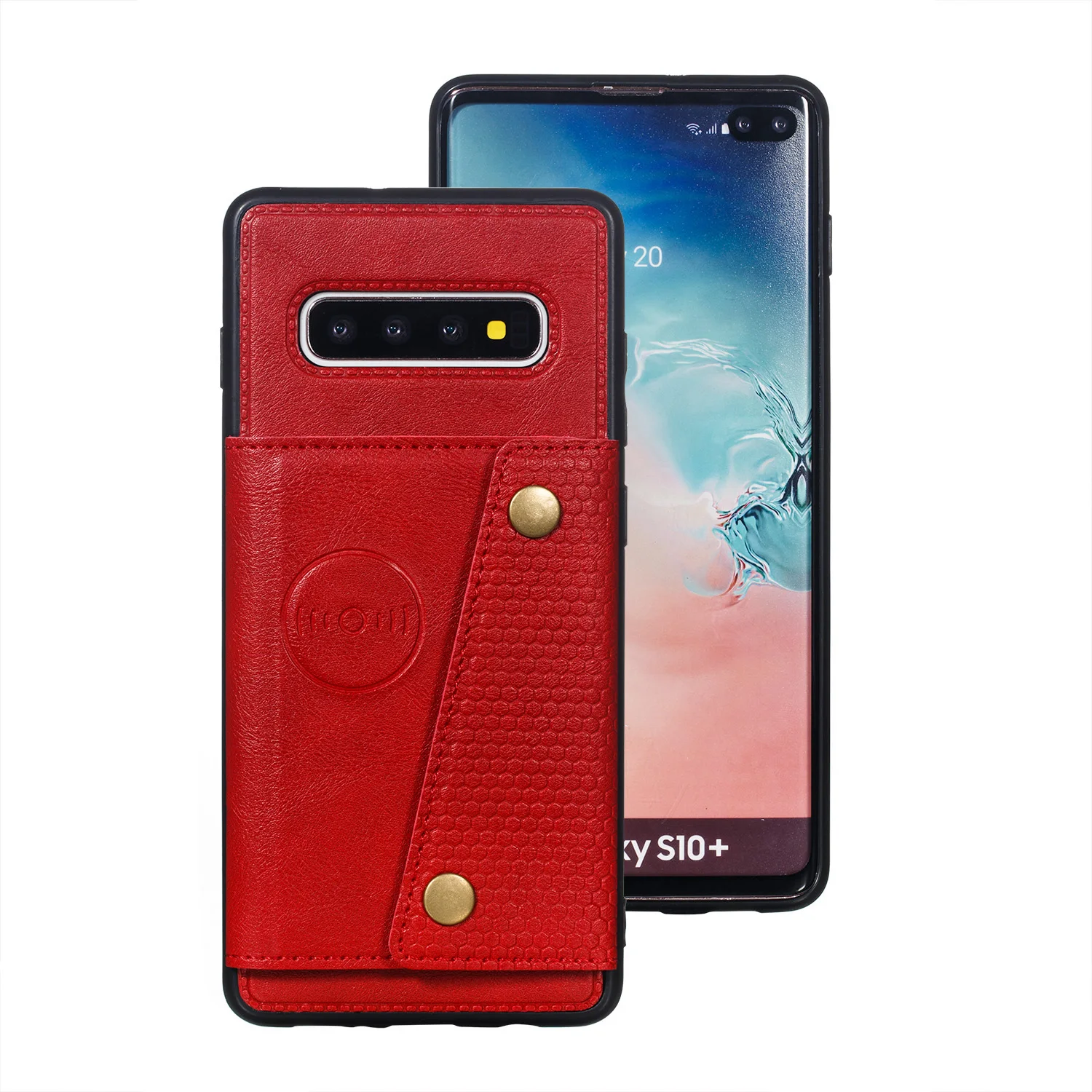 Red Принципиально A50 держателей карт бумажник чехол для samsung S10 S9 S8 плюс S10e обратите внимание; размеры 9 и 10 плюс A10 A20 A30 A40 A70 A60 A80 M10 M20 M30 Coque - Color: Red