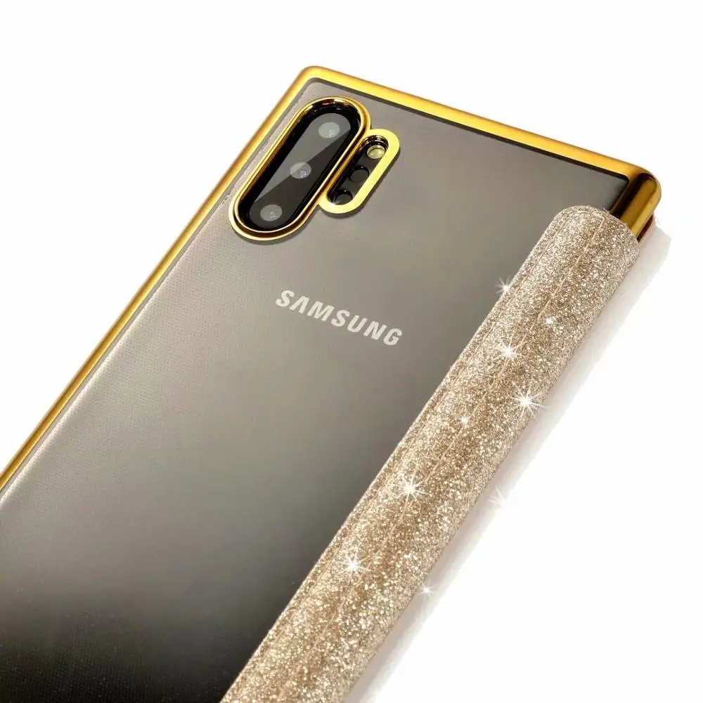 Блестящий чехол со звездами для samsung Galaxy S10 Plus S10e Note 10 Plus 5G 9 8 S7 S6 Edge, полностью откидной кожаный прозрачный ТПУ чехол, Funda